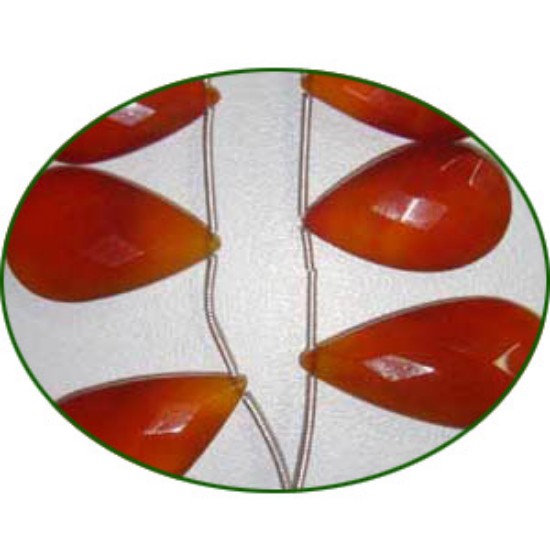 Picture of Fine Quality Chalcedony Red Faceted Pears, size: 15x20mm to 20x30mm