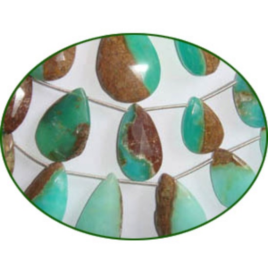 Picture of Fine Quality Chrysoprase Choco Briolette Faceted Pears, size: 9x15mm to 20x30mm