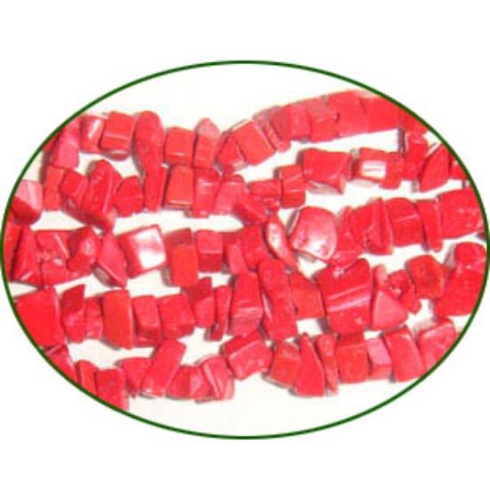Picture of Fine Quality Coral Dyed Red Plain Uncut Chips, size: 3mm to 6mm