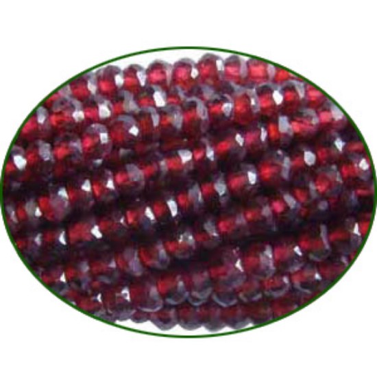 Picture of Fine Quality Garnet Faceted Rondell  Roundel, size: 3mm to 3.5mm