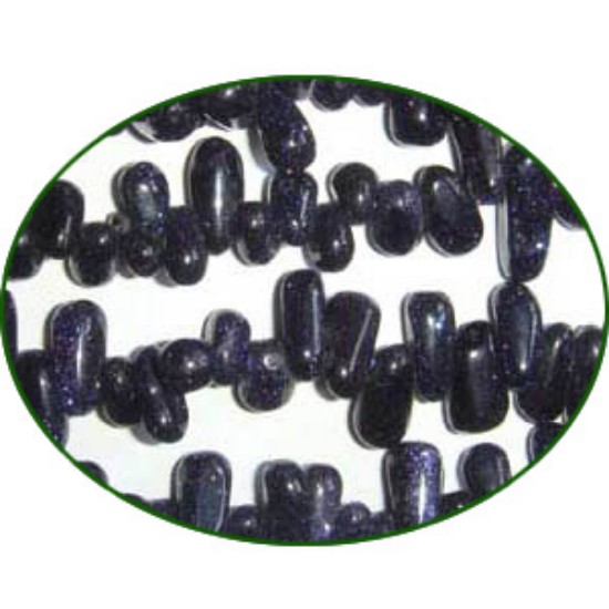 Picture of Fine Quality Blue Goldstone Plain Side Drill Drops, size: 7mm to 9mm