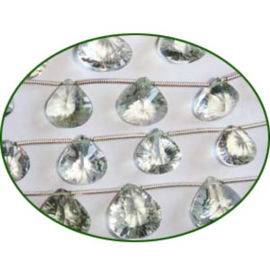 Picture of Fine Quality Green Amethyst Concave Cut Heart, size: 8mm to 10mm
