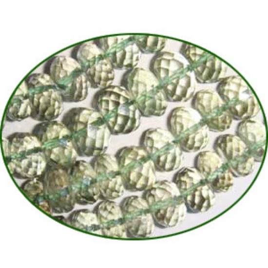 Picture of Fine Quality Green Amethyst Faceted Roundel, size: 8mm to 9mm
