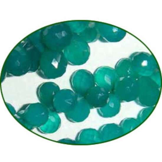 Picture of Fine Quality Green Onyx Faceted Drops, size: 7mm to 8mm