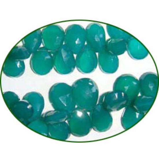Picture of Fine Quality Green Onyx Faceted Pears, size: 7x9mm to 9x12mm
