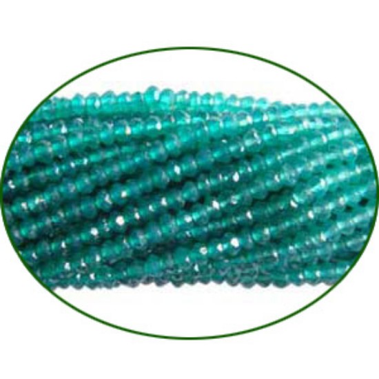 Picture of Fine Quality Shaded Green Onyx Faceted Roundel, size: 3mm to 3.5mm