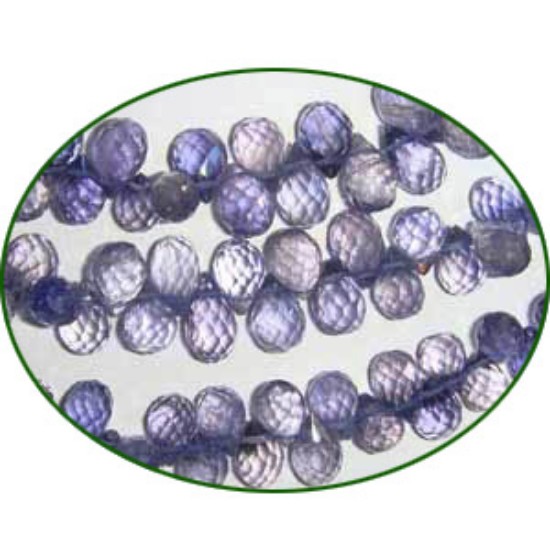 Picture of Fine Quality Iolite Faceted Briolette Drops, size: 7mm to 9mm