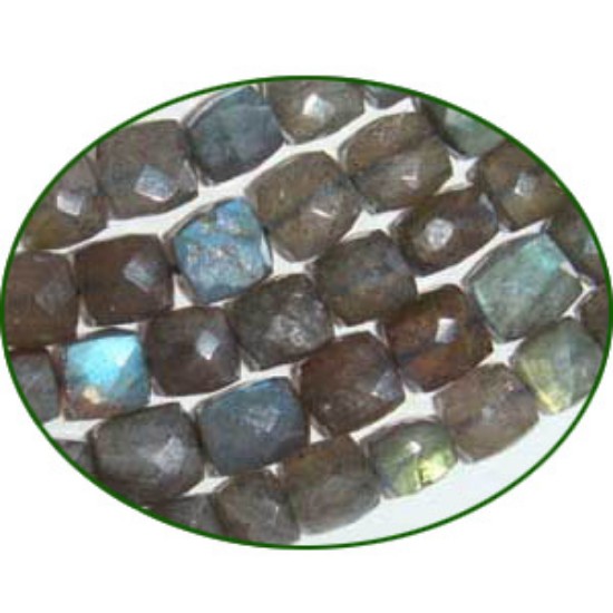 Picture of Fine Quality Labradorite Faceted Box, size: 6x6mm to 7x7mm