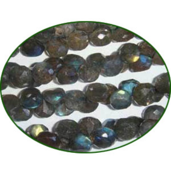 Picture of Fine Quality Labradorite Faceted Onion, size: 5x7mm to 7x9mm