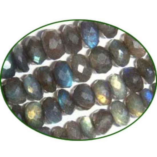 Picture of Fine Quality Labradorite Faceted Roundel, size: 8mm to 9mm