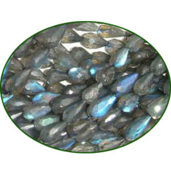 Picture of Fine Quality Labradorite Faceted Briolette Tear Drops, size: 7mm to 9mm