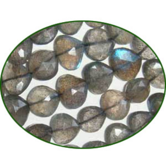 Picture of Fine Quality Labradorite Faceted Top Drill Hearts, size: 6mm to 7mm