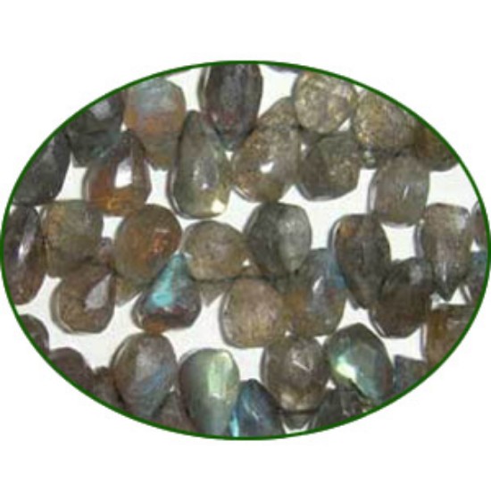 Picture of Fine Quality Labradorite Faceted Hand Cut Drops, size: 8mm to 10mm