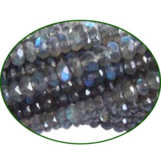 Picture of Fine Quality Labradorite Faceted Roundel, size: 3mm to 3.5mm