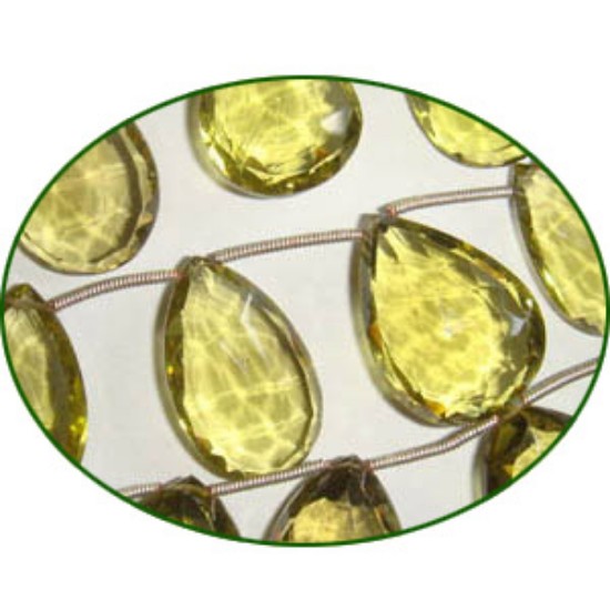 Picture of Fine Quality Lemon Topaz Green Gold Large Faceted Pears, size: 13x18mm to 15x25mm