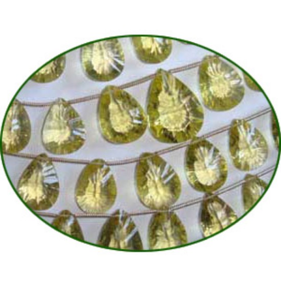 Picture of Fine Quality Lemon Topaz Faceted Concave Cut Pears, size: 10x12mm to 12x16mm