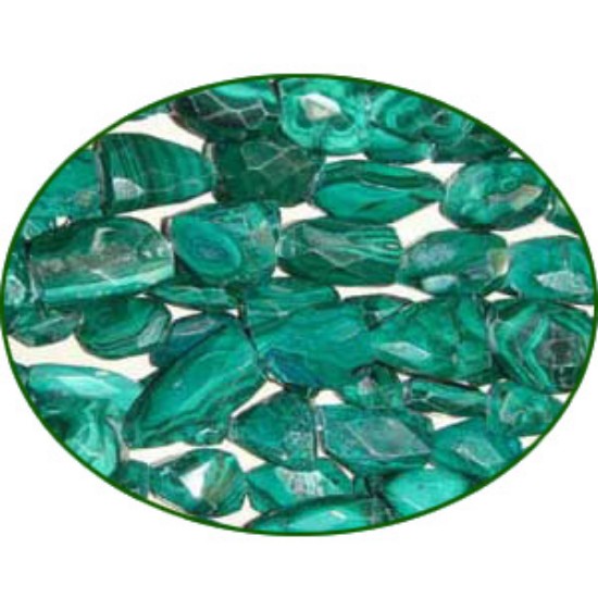 Picture of Fine Quality Malachite Natural Faceted Tumble, size: 14mm to 21mm