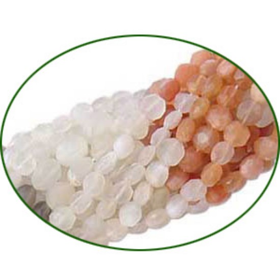 Picture of Fine Quality Mutli Moonstone Faceted Coin, size: 6mm to 8mm