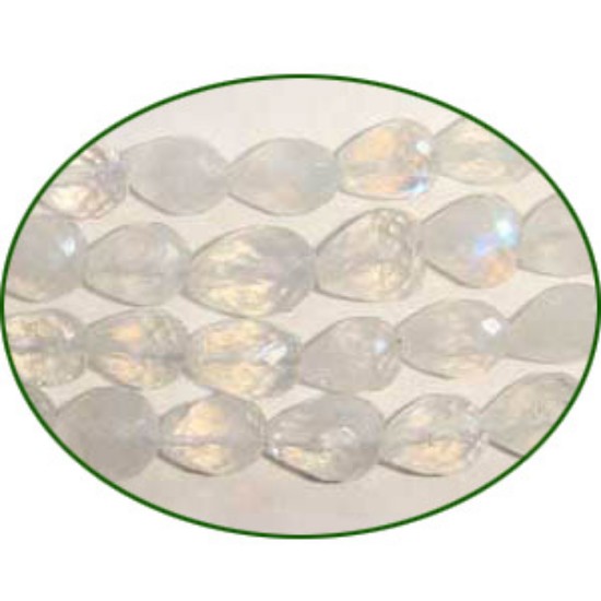 Picture of Fine Quality Rainbow Moonstone Faceted Tear Drops, size: 6mm to 8mm