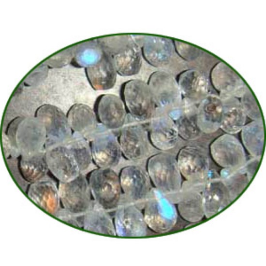 Picture of Fine Quality Rainbow Moonstone Faceted Drops, size: 6mm to 7mm