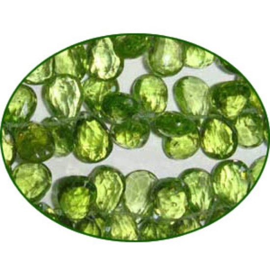 Picture of Fine Quality Peridot Faceted Briolette Pears, size: 6x8mm to 7x9mm
