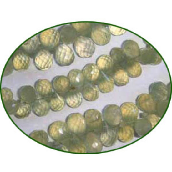 Picture of Fine Quality Prehnite Faceted Drops, size: 8mm to 10mm