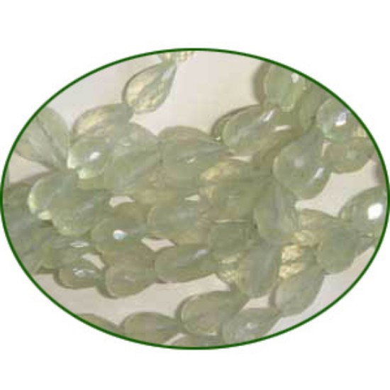 Picture of Fine Quality Prehnite Faceted Tear Drops, size: 6mm to 8mm