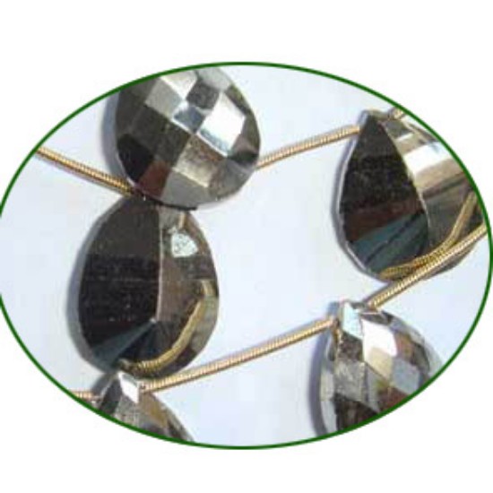 Picture of Fine Quality Pyrite Concave Cut Briolette, size: 15x17mm to 15x24mm