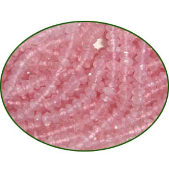 Picture of Fine Quality Rose Quartz Faceted Roundel, size: 4mm to 4.5mm