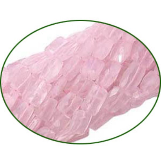 Picture of Fine Quality Rose Quartz Faceted Chicklet, size: 5x10mm to 6x12mm