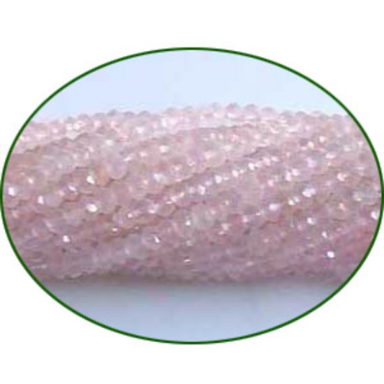 Picture of Fine Quality Rose Quartz Faceted Roundel, size: 3mm to 3.5mm