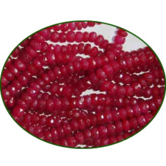 Picture of Fine Quality Ruby Dyed Faceted Roundel, size: 3.5mm to 4mm