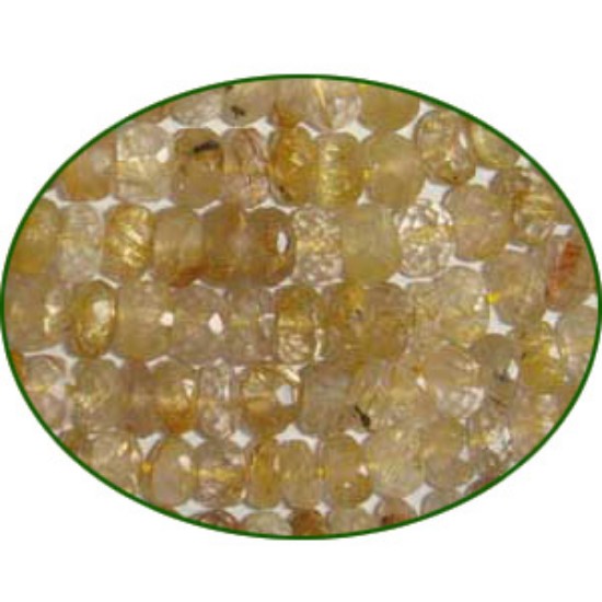 Picture of Fine Quality Golden Rutilated Faceted Roundel, size: 6mm to 6.5mm