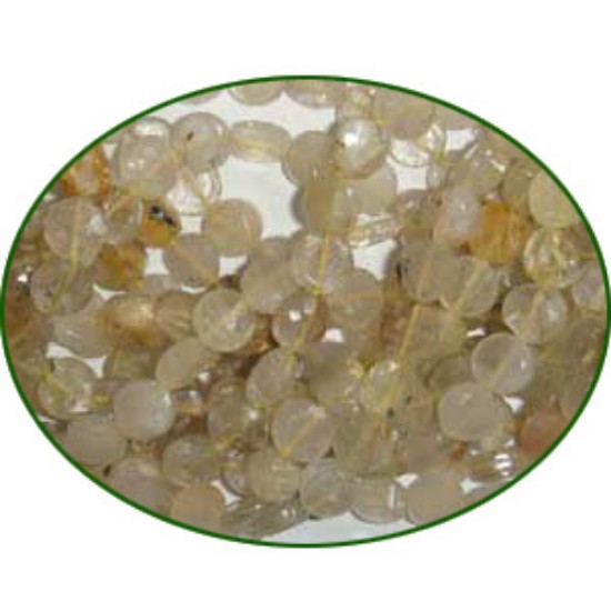 Picture of Fine Quality Golden Rutilated Faceted Coin, size: 5mm to 7mm