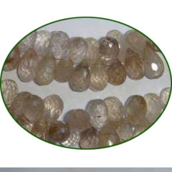 Picture of Fine Quality Golden Rutilated Faceted Drops, size: 10mm to 13mm