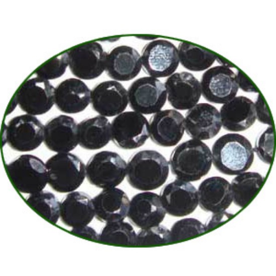 Picture of Fine Quality Black Spinal Faceted Flat Coin, size: 5mm to 5.5mm