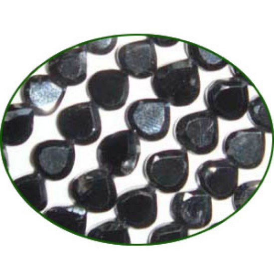 Picture of Fine Quality Black Spinal Faceted Flat Hearts, size: 5mm to 6mm