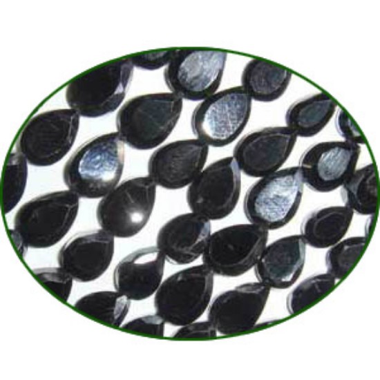 Picture of Fine Quality Black Spinal Faceted Flat Pears, size: 4x6mm to 5x7mm