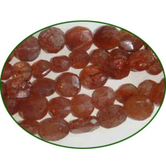Picture of Fine Quality Sunstone Natural Faceted Coin, size: 7mm to 9mm