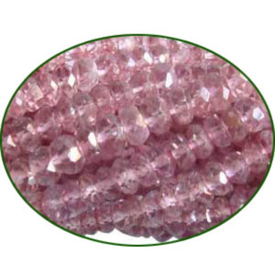 Picture of Fine Quality Pink Topaz Faceted Roundel, size: 3mm to 4mm