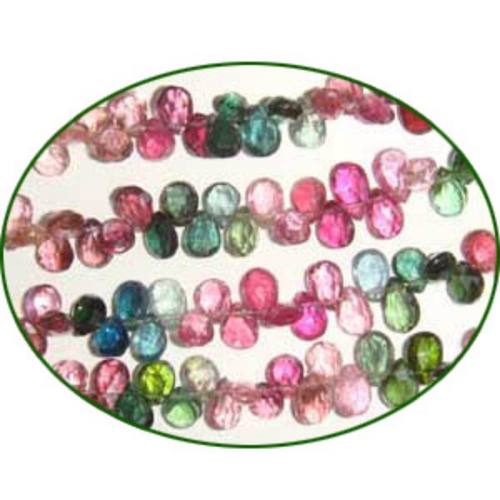Picture of Fine Quality Multi Tourmaline Faceted Pears, size: 4x6mm to 5x7mm