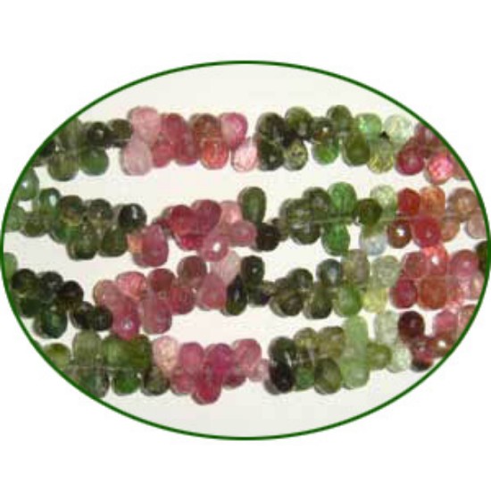 Picture of Fine Quality Multi Tourmaline Faceted Drops, size: 4x5mm to 4x7mm