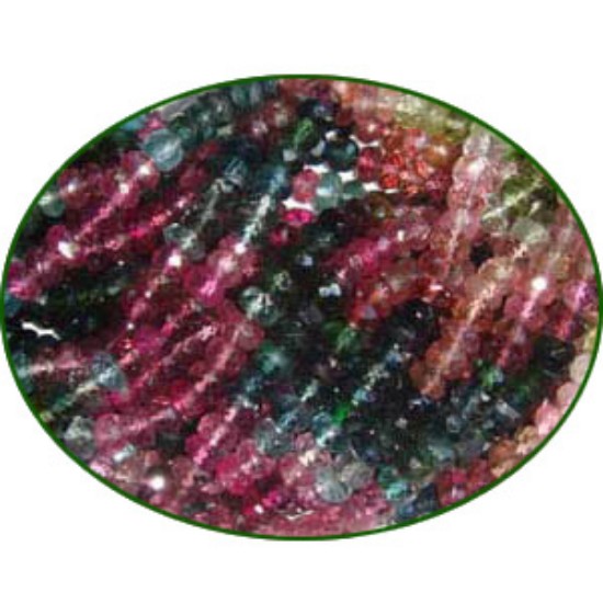 Picture of Fine Quality Multi Tourmaline Faceted Roundel, size: 4mm