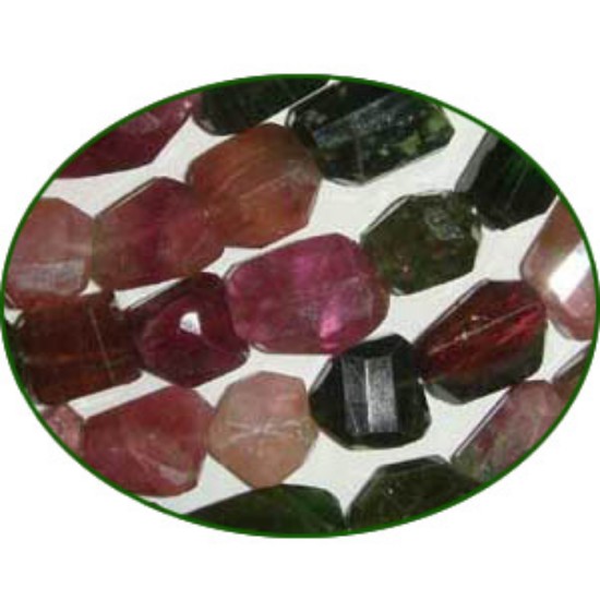 Picture of Fine Quality Multi Tourmaline Machine Cut Tumble, size: 9mm to 15mm