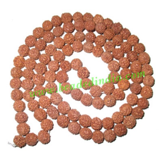 Picture of 5 Mukhi (five face), size: 9mm, natural color rudraksha beads string (mala), without dyeing