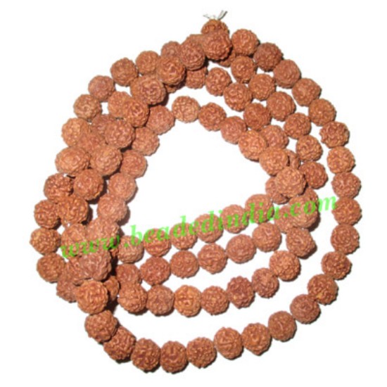 Picture of 5 Mukhi (five face), size: 9.5mm, natural color rudraksha beads string (mala), without dyeing